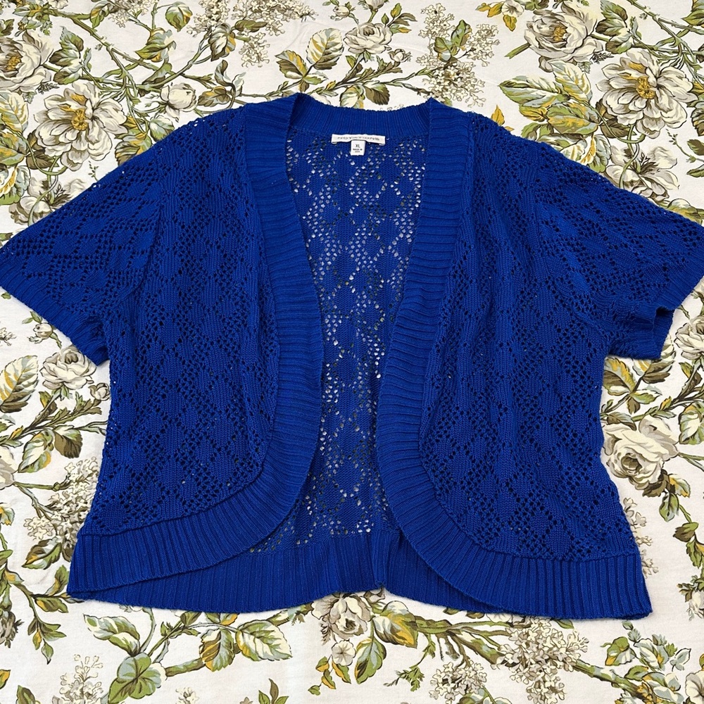 NOTATIONS Royal Blue Open-Knit Cardigan